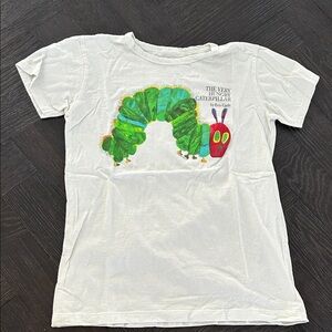 Out of Print Cream T-Shirt with Green and Red Caterpillar